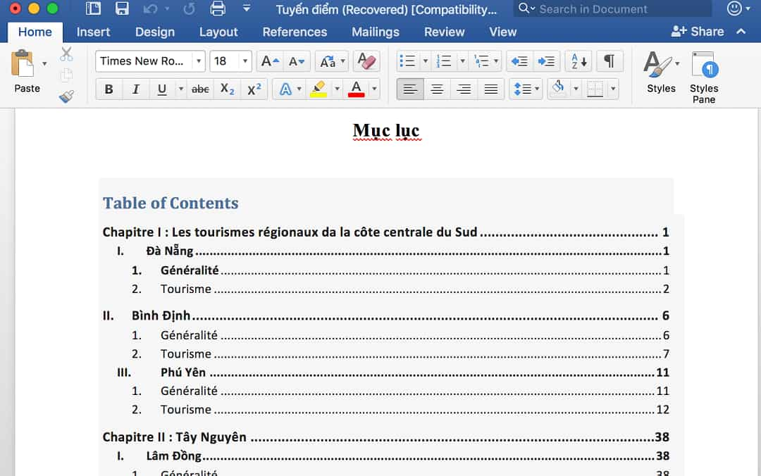 Làm mục lục giúp nhìn rõ bố cục văn bản