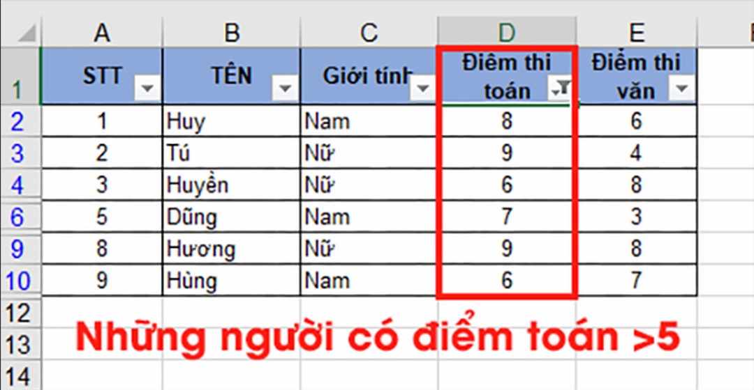 Lọc dữ liệu một cột