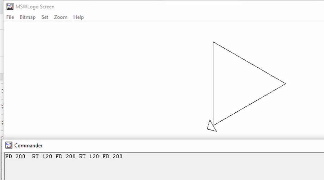 Câu lệnh vẽ hình tam giác trên phần mềm MSWLogo